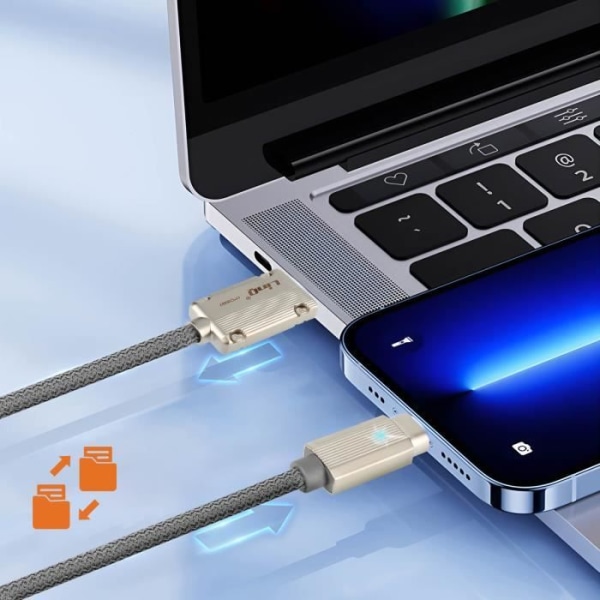 LinQ 3A USB-kabel til iPhone Forstærket kappe 1,2m LinQ Grå