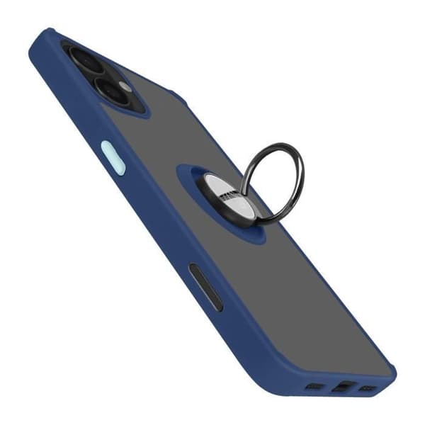 Smartphone cover - AVIZAR - iPhone 16 Plus - Hård - Støtte ring - Mørkeblå Blå