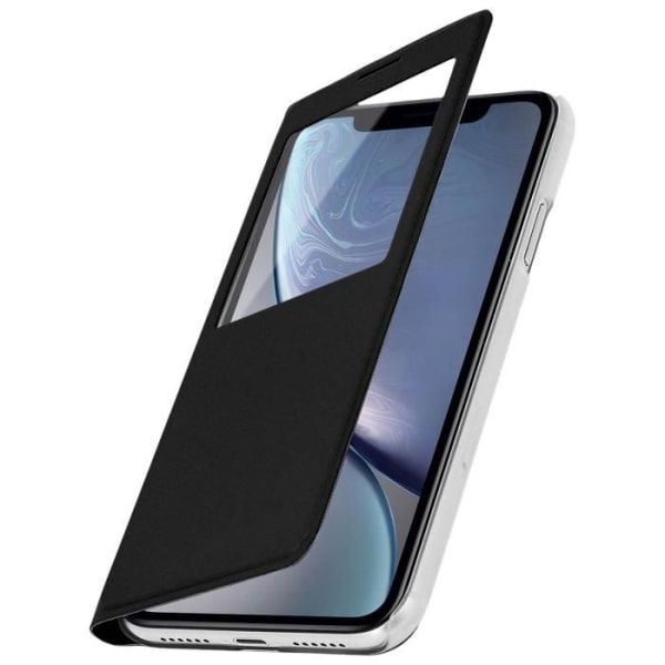 iPhone XR -suojuskotelo Flip-ikkuna polykarbonaattikuori - musta