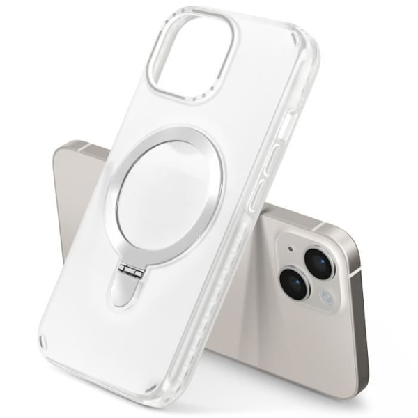 Coque MagSafe för iPhone 14 och 13 Stötsäker med Fällbart Stöd Vit Vit
