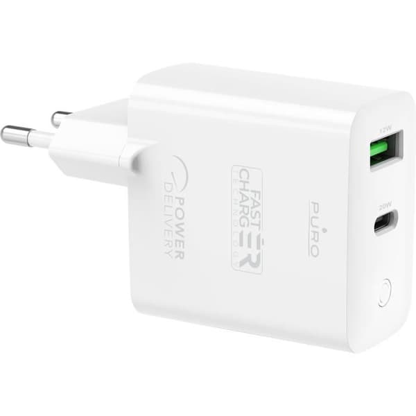 Laddare - Puro - A+C - 32W - Dubbel USB - Vit Vit