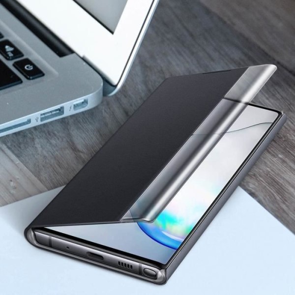 Etui - Samsung - Galaxy Note 10 - Genomskinlig Flip - Helt skydd - Touch-funktion Svart
