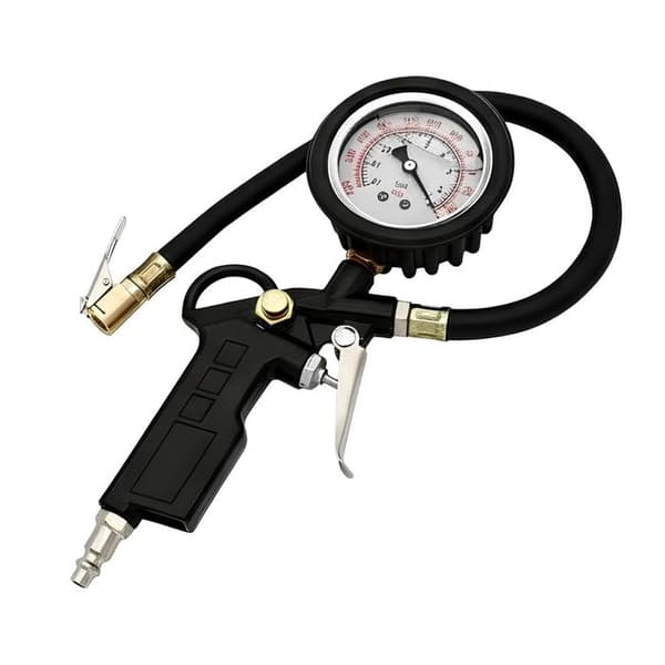 Håndpumpe med præcist manometer til dæk sort Svart