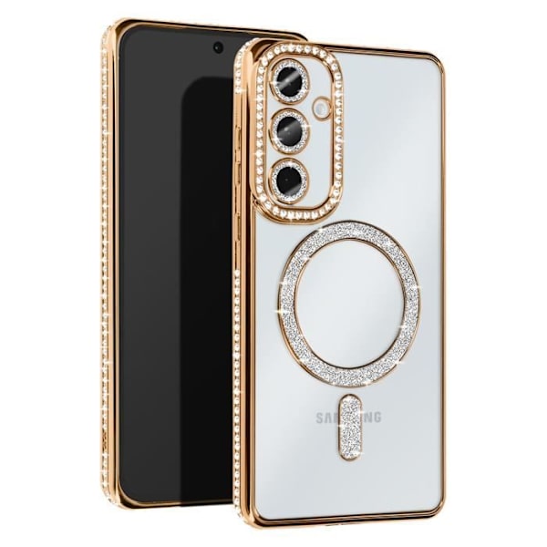 Suojakuori Samsung Galaxy A55 - AVIZAR - tekojalokivi ääriviivat - Kulta - MagSafe Gul