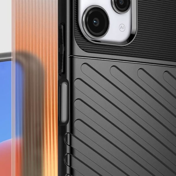 Mjukt fodral - AVIZAR - Xiaomi Redmi 12 - Trämönster - Halkfri - Svart Svart
