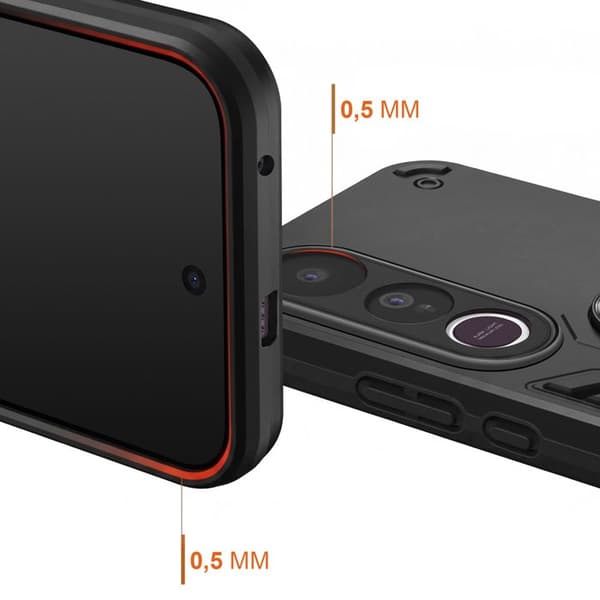 Stødabsorberende cover til Vivo V50 Lite med roterende ring og sort støtte Svart