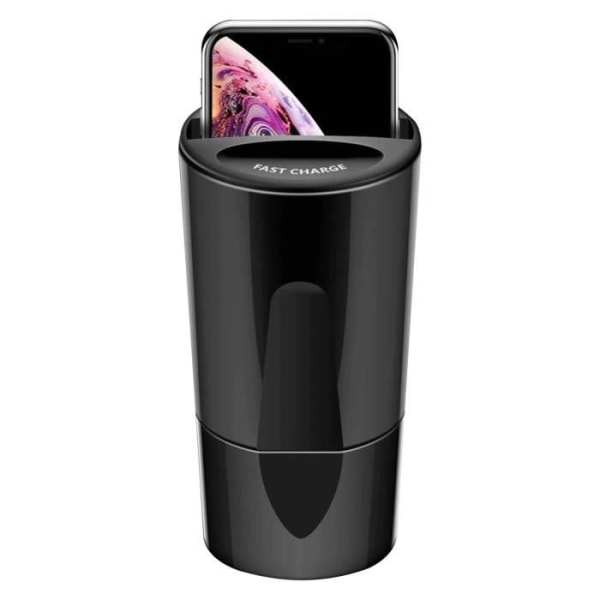 Biluttag Laddare - Universal - Svart - 2 USB-portar - QI-funktion - 4,4A Svart