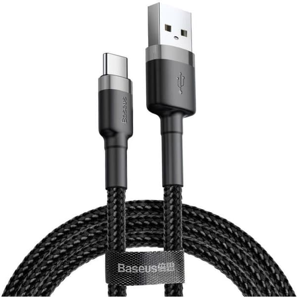 USB Type C-kabel - BASEUS - Snabbladdning - 1m - Flätad nylon - Svart Svart
