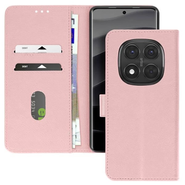 Redmi Note 14 Pro ja 14 Pro Plus Lompakko ja Tuki Rose Champagne Blå