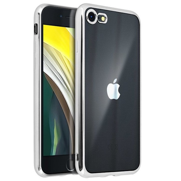 Coque iPhone SE 2022 / 2020 og 8 / 7 Fleksibel Kromkontur Transparent Bag. Grå