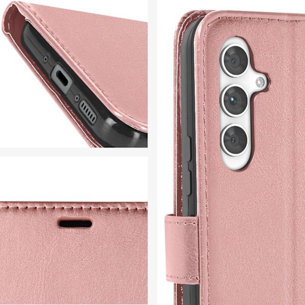 Pung etui til Samsung A54 5G - MAYAXESS - Champagne Pink - Stand og håndledsrem funktion Rosa