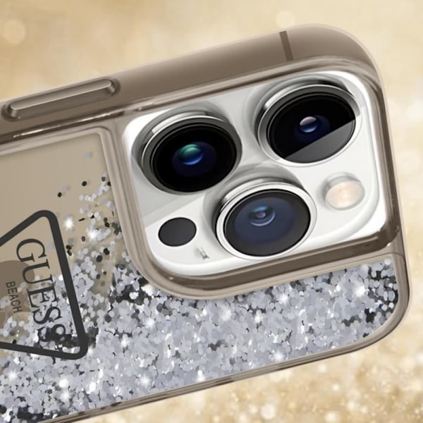 Coque Luxe til iPhone 14 Pro Max Flydende Glimmer Anti-ridser Guess Sort Transparent Svart
