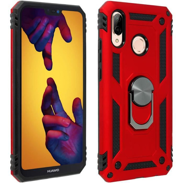 Coque - ILMOITTAA - P20 Lite - Bi-materiaalit - Kiinnitysrenkaat - Punainen videotuki Röd