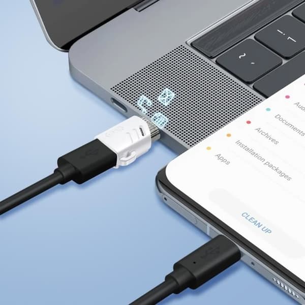 USB OTG-adapter - XO - USB hun til USB-C han - Kompakt - Hurtig dataoverførsel - Hvid