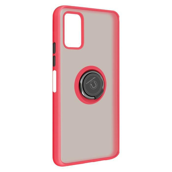 Suojakotelo - Samsung - Galaxy A03S - Kaksoismateriaali - Metallirengas - Punainen Röd