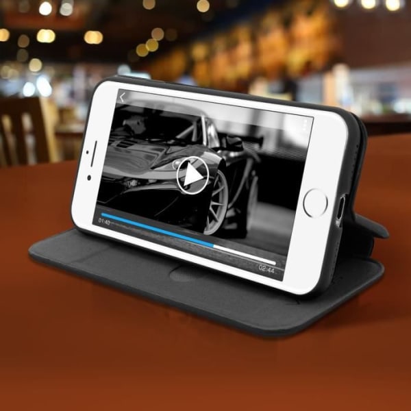 Housse iPhone 7 og 8 - AVIZAR - Etui til kort - Polycarbonat - Sort - Video stativ Svart