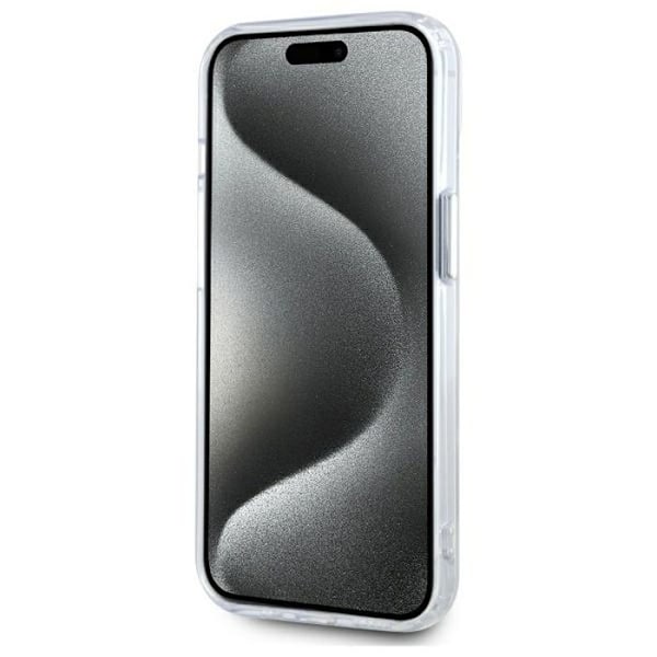Coque för iPhone 14 - Karl Lagerfeld IML MagSafe (KLHMP14SHLSKCH) - Vit Metall Karl&Choupette Huvud
