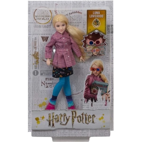 Harry Potter Luna Lovegood Fashion Doll - MATTEL - 11 artikulationspunkter - Trollkarlens trollstav ingår