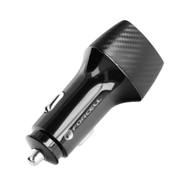 Forcell USB-C Biloplader 20W Strømforsyning Hurtig opladning Carbon Black