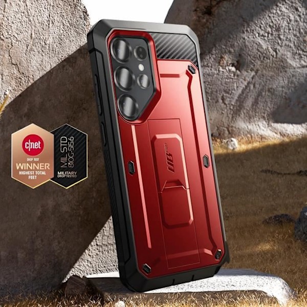 Coque Intégrale til Samsung S25 Ultra Stødabsorberende Stativ Support Supcase Rød Röd