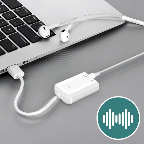 Ekstern lyddriver - Hvid - USB - Jack 3.5mm - Stereo - Nem at installere - Bred kompatibilitet
