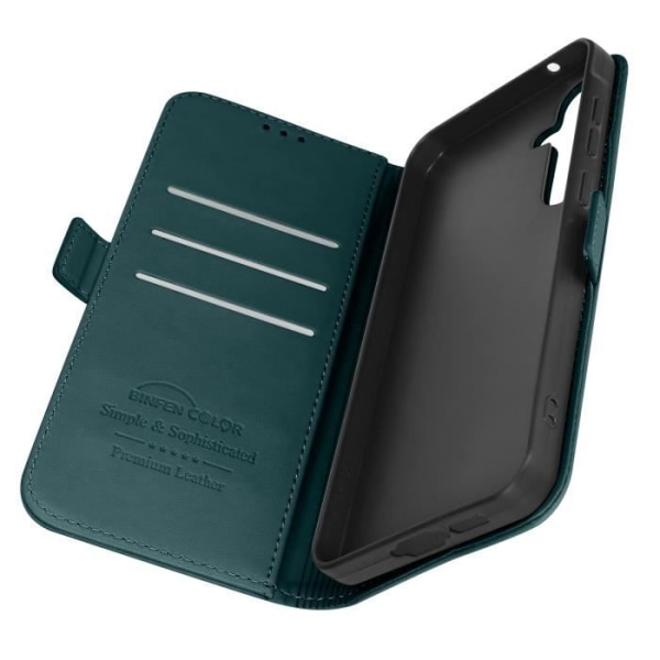 Fodral till Samsung A55 Plånbok i konstläder Dubbel magnetlås Mörkgrön