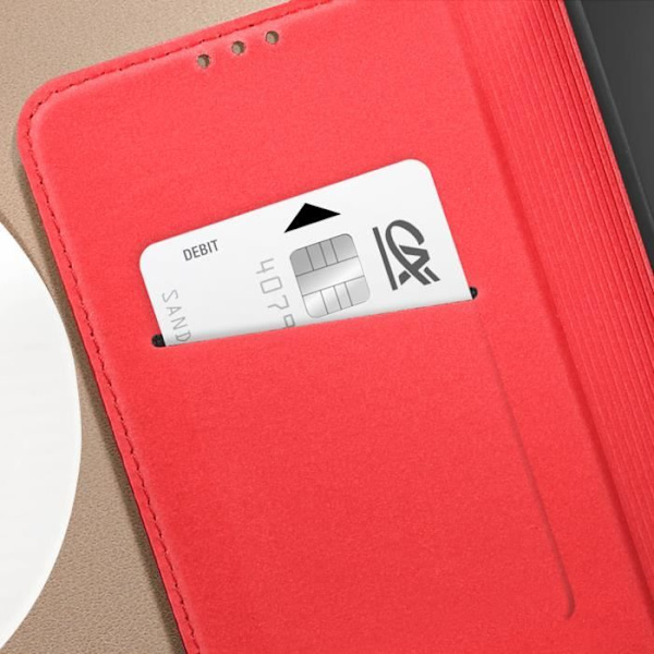 Fodral till Samsung Galaxy S23 FE i äkta läder med korthållare Röd - AVIZAR - Stel - Smidig - Blandad Röd