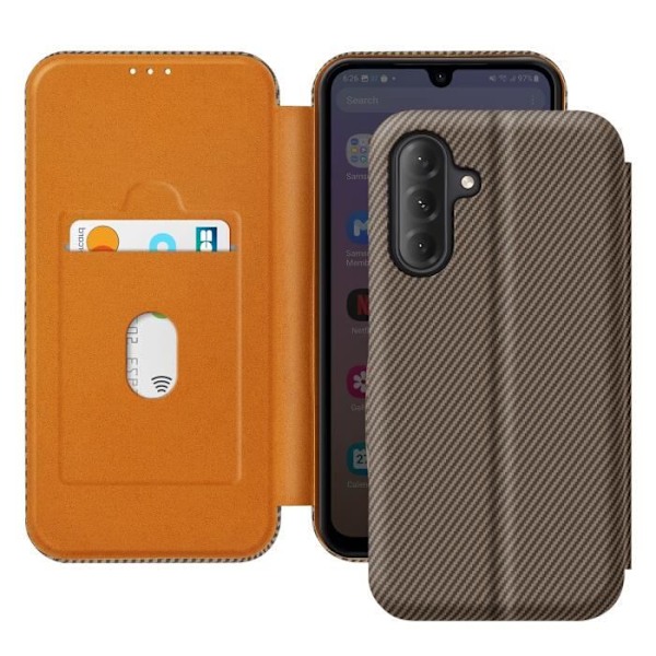 Carbonetui til Samsung Galaxy A26 Med RFID-beskyttelse og kortholder Brun kastanj