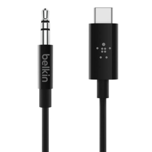 USB-C til 3,5 mm jack-lydkabel Højkvalitetslyd 90 cm Belkin Sort