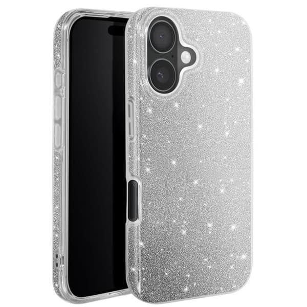Glitteret Cover - iPhone 16 Plus - Stødabsorberende - Glamour Design - Glitrende Finish Grå