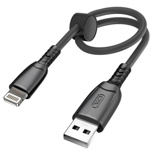 USB till Lightning-kabel 6A Dataöverföring 480Mbps 25cm XO Svart Svart