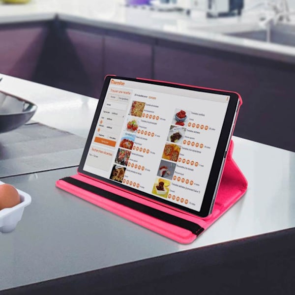 Samsung Galaxy Tab A 10.1 2019 Kotelo Täyspitkä Kääntyvä Tuki 360° Vaaleanpunainen Rosa
