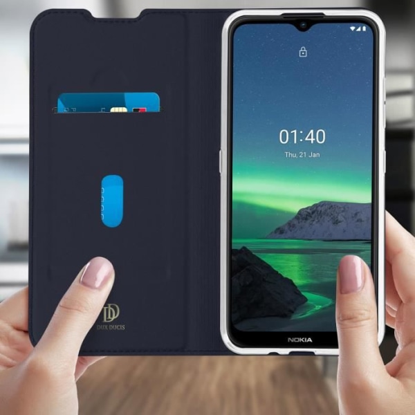 Nokia 1.4 Cover Dux Ducis Kortholder Natblå Stander Funktion Blå