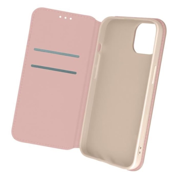 AVIZAR iPhone 13 Fodral - Plånboksfodral - Videostödfunktion - Mattrosa - Fullständigt skydd Rose guld