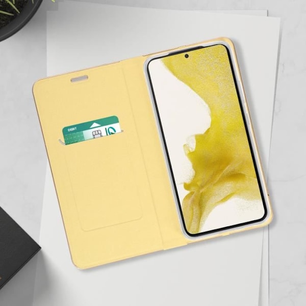 Samsung Galaxy S22 Plus skal - FORCELL - Luna Book Gold - Kortförvaring - Videostöd - Gul gyllene