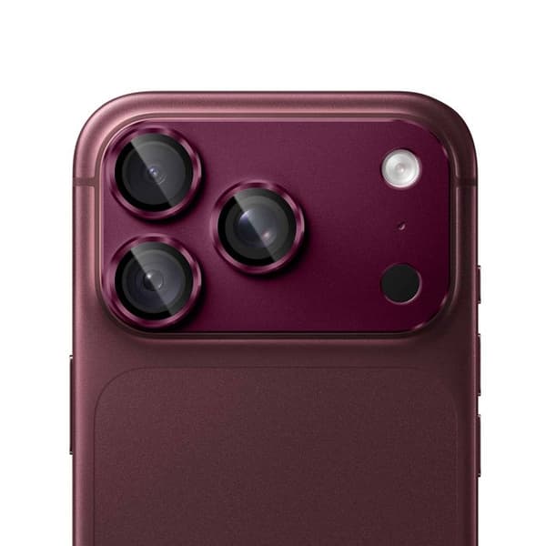 Skyddskamera för iPhone 18 Pro i Härdat Glas med Titanram Bordeaux