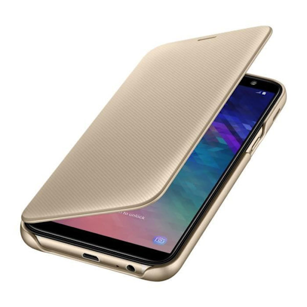 Samsungin lompakkosuoja Samsung Galaxy A6+ alkuperäinen lompakkokotelo Kultainen