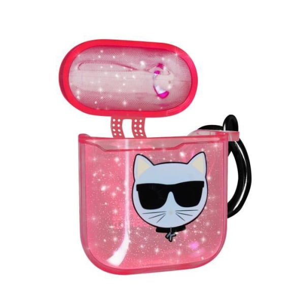 Airpods Silikongel glitterfodral Choupette Ikonik Karl Lagerfeld rosa