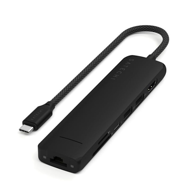 USB-C Multiport Hub 7-i-1 - Satechi - Svart - Ethernet 1Gbit - Power Delivery 100W - HDMI 4K