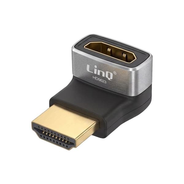 HDMI til HDMI 90° Vinkel Videoadapter 8K Ultra HD LinQ Grå