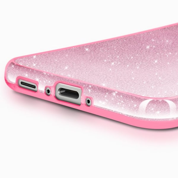 Glittrig skal för Samsung Galaxy A36 Stötsäker Puderrosa Rosa
