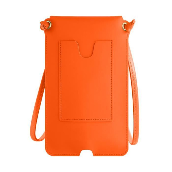Fodral - AVIZAR - Orange axelrem - Imiterat läder - 160 x 110 mm - Kortfack Orange