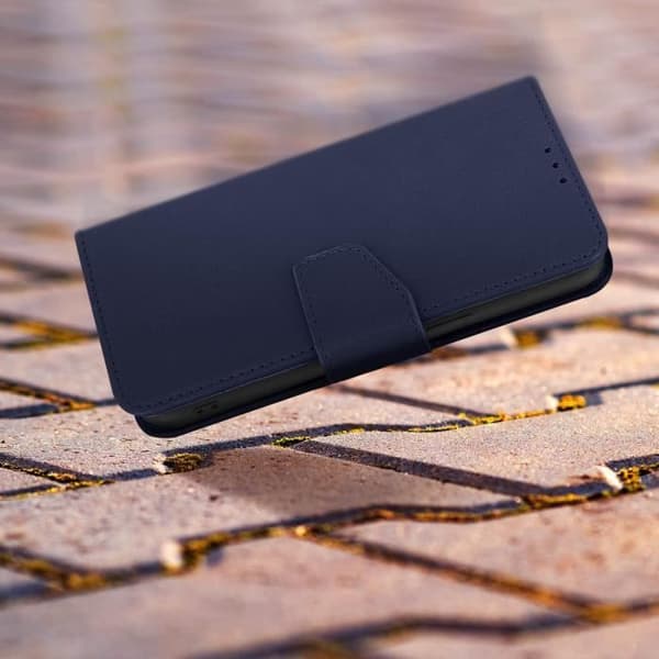 iPhone 14 Plus etui - AVIZAR - Premium læder - Kortholder - Video support funktion - Blå blå
