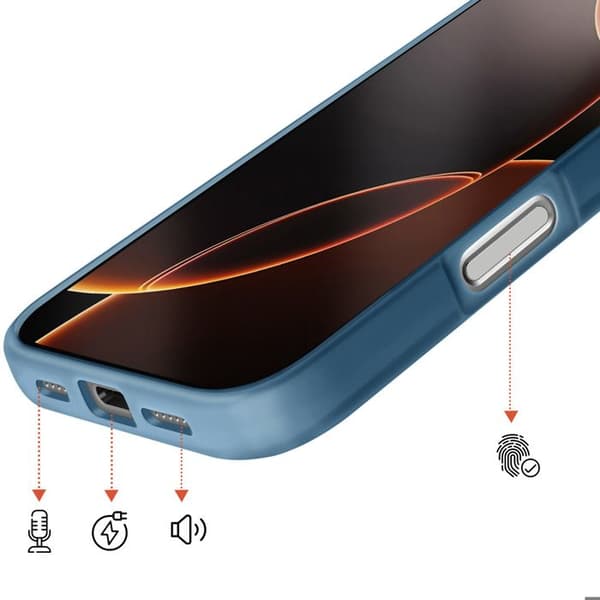 iPhone 16 Pro Max Fodral Silikonram Förstärkt Rökig Baksida MagSafe Kompatibel Blå Blå