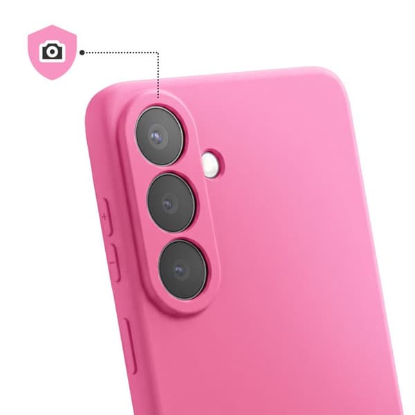 Silicone Soft-Touch-fodral för Galaxy S26 Plus med fuchsia mikrofiberfoder Ros