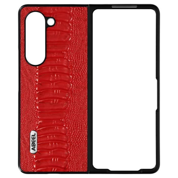 Fodral - ABEEL - Samsung Galaxy Z Fold 5 - Hybrid äkta läder - Röd ormmönster Röd