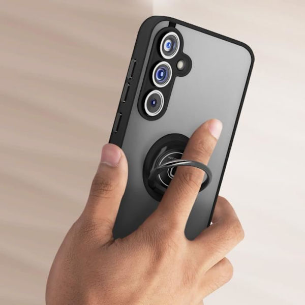 Kotelo Samsung Galaxy A55 - AVIZAR - Ringrip - Metallirengas - Jalustatoiminto - Musta Svart