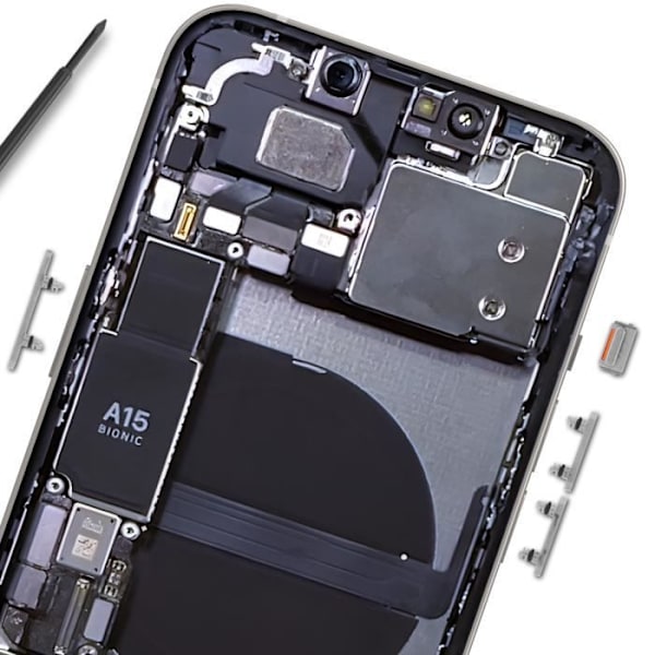 Strøm-, lydstyrke- og lydløs knap til iPhone 13 og 13 Mini Hvid Vit