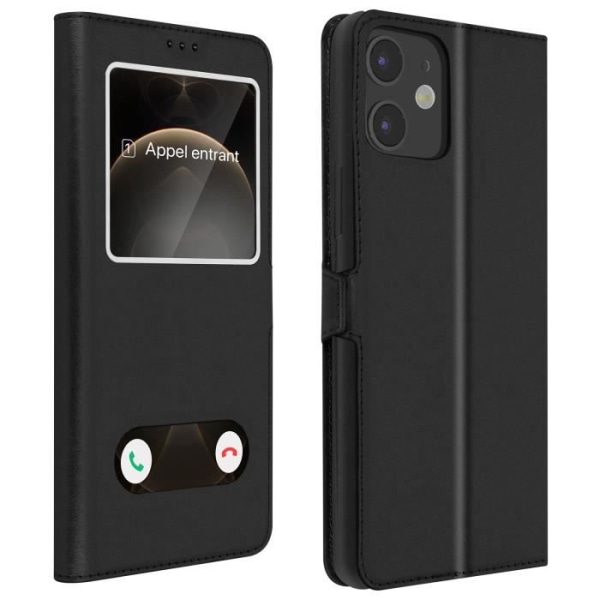 Kotelo Apple iPhone 12 Minille - AVIZAR - Full Body Case Double Window Video Support - Musta Svart