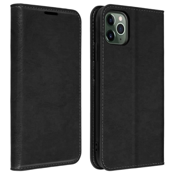 Folio-fodral - AVIZAR - iPhone 11 Pro - Äkta läder - 3 kortfack - Videostöd Svart